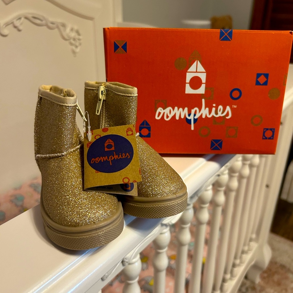 Gold glitter boots